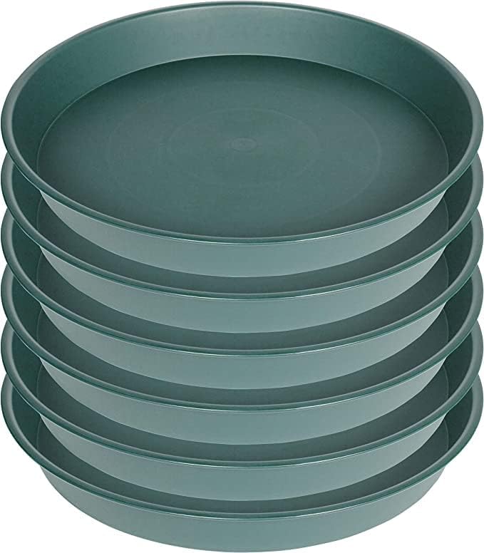 Bleuhome 6 Pack Plastic Plant Saucer Planter Water Drip Tray, 4 5 6 7 8 9 10 11 12 inch, Heavy Sturdy Tray for Indoors Outdoor Plants, Flower Pot Saucers for Pots Base (4", Green) - Image 1